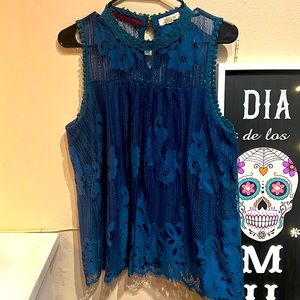 Taylor & Sage Teal Lace Shirt